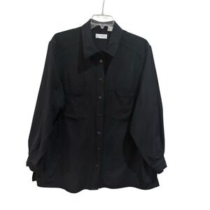 Vintage Elisabeth Liz Claiborne Black Button Shirt Blouse Plus Size 22